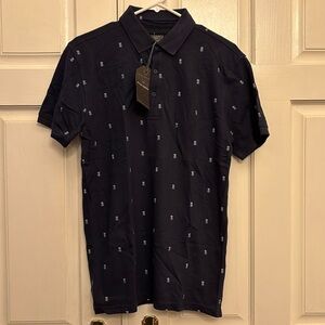 Peter Werth N.1 (London) Men’s Polo, Size M. Navy, With Small Pineapples. NWT.
